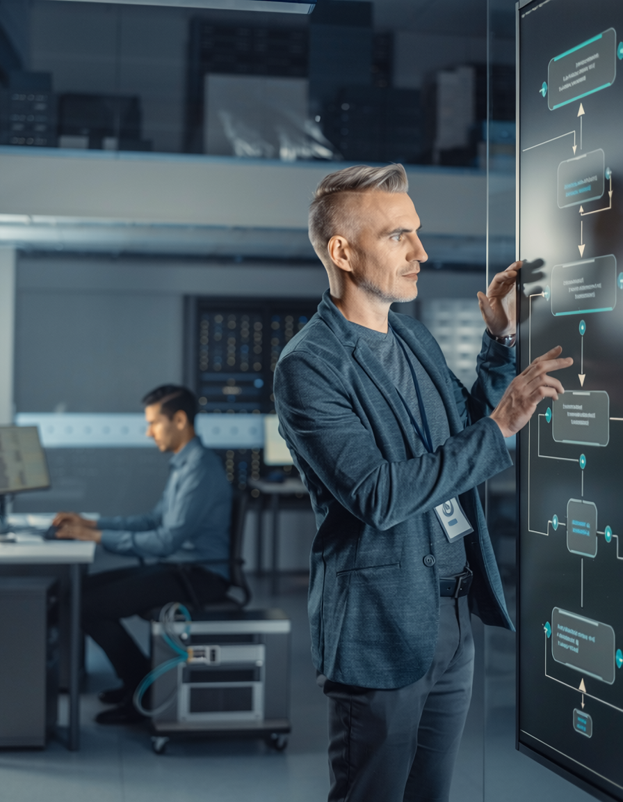 Especialista del AI Hub validando una arquitectura de inteligencia artificial